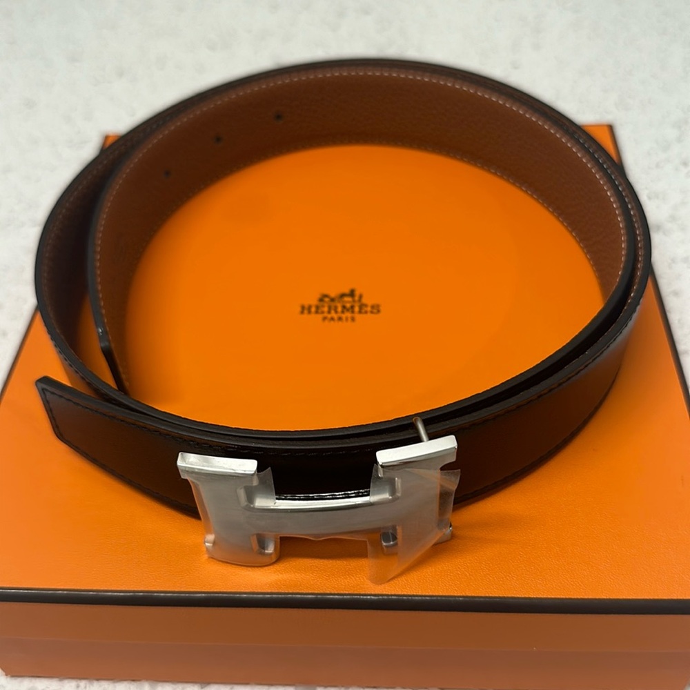 Authentic Hermes Constance “H” leather belt